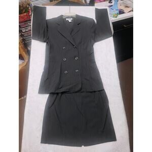 Vtg DBY Ltd Double Breasted Pinstripe Skirt Suit Set 90s Office 2pc 9/10 Career